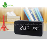 Thermometer Table Digital Wooden LED Display Alarm Clock