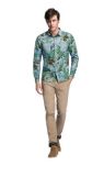 Classic Style Long Sleeves Full Printing Oxford Men Shirts