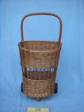 Wicker Shopping Trolley with Wheels