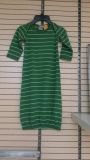Baby; S Merino Wool Long Sleepwear/ Green and Black Stripes