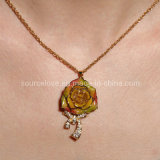 Fashion Jewelry-24k Gold Rose Necklace
