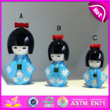 2015 Newest Fashion Wooden Geisha Doll for Kids, Best Wooden Gifts Geisha Doll, Mini Japanese Geisha Girl Doll in Kimono W06D070b