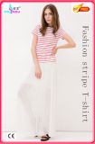 Fashion Sexy Classics Lady Hosiery Coat Striped T-Shirt for Girl Clothing Women (SR-5008)