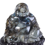Flash Labradorite Buddha Statue Stone Sculpture Figurine (Y39)