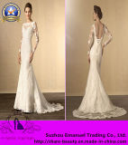 New 2014 Modern Wedding Dresses Lace Scoop Long Sleeves Mermaid Lace-up Court Train (w003)