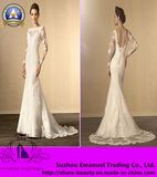 New 2014 Modern Wedding Dresses Lace Scoop Long Sleeves Mermaid Lace-up Court Train (w003)