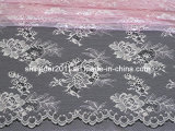 Scalloped Pink Nylon Lace Fabric for Fashion Garment (SYD-203)