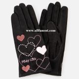 Decorated Suede Gloves - Lady Fashion Accessories