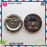 Settle Down Meow Cat Logo Image Round Pin Badge