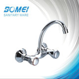 Double Handle Brass Body Sink Wall Mixer Faucet (BM58002)