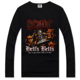 Cheap Male Clothing 2014 Acdc Rock Band Death Bell Printed Hip Hop T Shirt Men T Male Long Sleeve T-Shirt-Men Camisas T Shirts