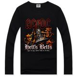 Cheap Male Clothing 2014 Acdc Rock Band Death Bell Printed Hip Hop T Shirt Men T Male Long Sleeve T-Shirt-Men Camisas T Shirts