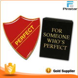 Hot Sale Customized Shield Shape Red Soft Enamel Color Perfect Badge with Epoxy