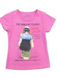 Pink Color Baby Girl T-Shirt with Short Sleeve in Children Clothing (STG008)
