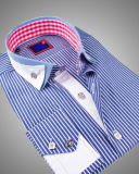 Men's Business Long Sleeve Stripe Cotton Contrast Shirt