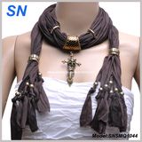 Small MOQ 2014 Fashion Cross Pendant Scarf