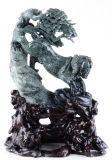 Green Moss Agate Tiger Sculpture Stone Carving, Tiger Figurine (R65)