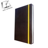 A5 Black PU Leather Notebooks with Yellow Elastic Band