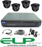 CCTV IR Waterproof Cameras Surveillance Systems with Camera, DVR All Accessories (ELP-DVR9104-106LP)