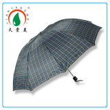 Fashion Men's Plaid Black Check 3 Folding Umbrella
