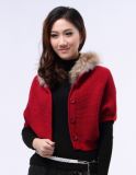 Lady Knitted Cardigan Sweater Fashion Garment with Fur Hood (ML22004)