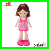 D007 Cute Sunny Girl Doll with Pink Dress Stuffed Plush Rag Doll