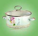 Enamel Stock Pot with Glass Lid and Steel Handle