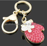 Red Enamel Gold Plated With Crystal Set Glove Shape Key Chain (150056)