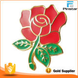 Customized Hard Enamel Zinc Alloy Beautiful Red Rose Pin Badge