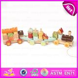 New Intelligence Promotional Children Wooden Pull Blocks Train Toy W05c017