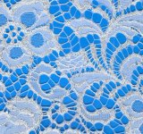 Custom Blue Colorful Flowers Lace Nylon Fabric