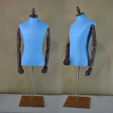 PU Wrapped Male Torso Mannequin with Wood Arm