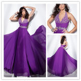 Purple Beaded Chiffion Evening Dresses