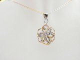 925 Silver Flower Pendant Gold Finished Jewellery (SP0013)