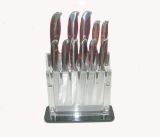 11-Piece Rosin Handle Knife Set in Acrylic Block (HS-K50201)