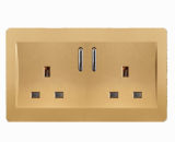 UK Double 13A Golden Color Switch Socket