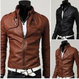 Fashion Men Slim PU Leather Jacket