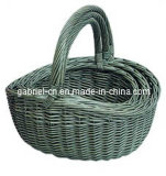 Green Wicker Basket with Handle (FM369)