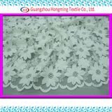 Lively White Floral Plain Embroidery Fabric for Garment