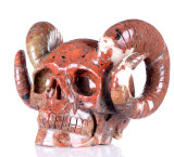 Natural New Breciated Jasper Carved Horn Skull Carving #8n71, Crystal Healing