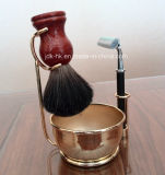 Perfect 100% Pure Badger Hair Wooden Handle Shaving Brush with Razor Stand, Shaving Kit