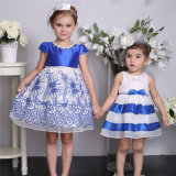 Shamila Blue Embroidered Flower Girl Dress, Kids Party Dress