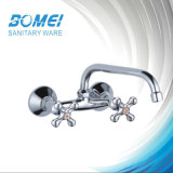 Double Handle Brass Body Sink Wall Mixer Faucet (BM57802)