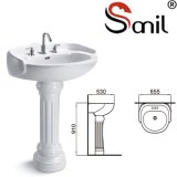 Luxury Design China Bathroom Hand Wash Pedestal Sink (S9031)