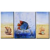 Wholesale 3 Panel Beach Fish Modern Original Oil Painting