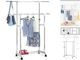 (FH-CA02-B) Grey Double-Pole Clothes Rack, Movable, Adjustable, Extendable Clothes Airer, Stainless Steel Clothes Hanger, Many Color Available