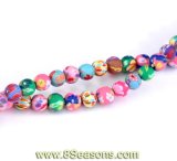 2 Strands Mixed Pattern Clay Round Loose Beads 6mm, About 58PCS Per Strand (2/8