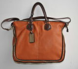 Two Tone Genuine Leather Handbag