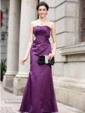 Purple Strapless Satin Party Evening Dress (OGT021E)
