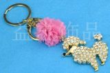 Fashionable Dog Crystle and Pink Flowers Key Ring Key Chain Accessories